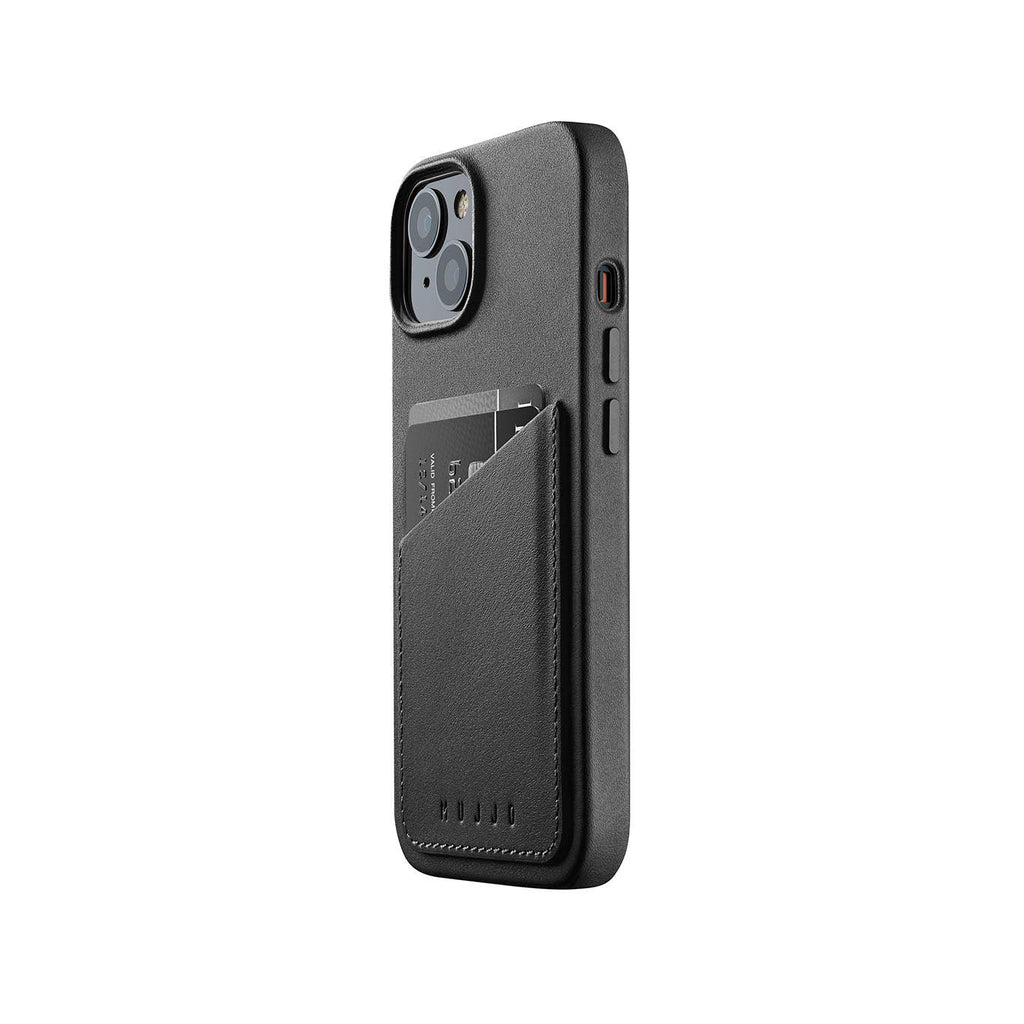 Mujjo Full Leather Wallet Case for iPhone 14, Black
